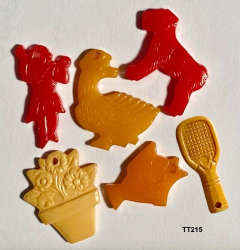 Bakelite celluloid charms - 6,